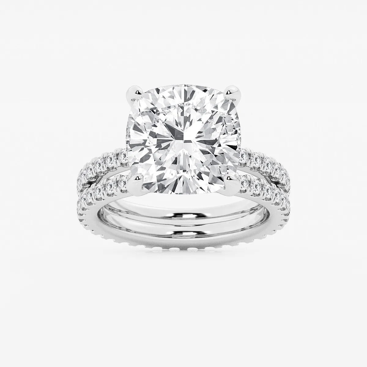 Round Lab Grown Diamond Split Double Band Eternity Engagement Ring