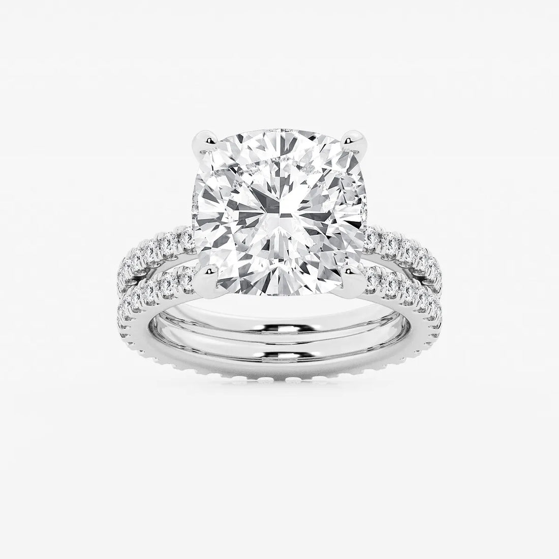 Round Lab Grown Diamond Split Double Band Eternity Engagement Ring