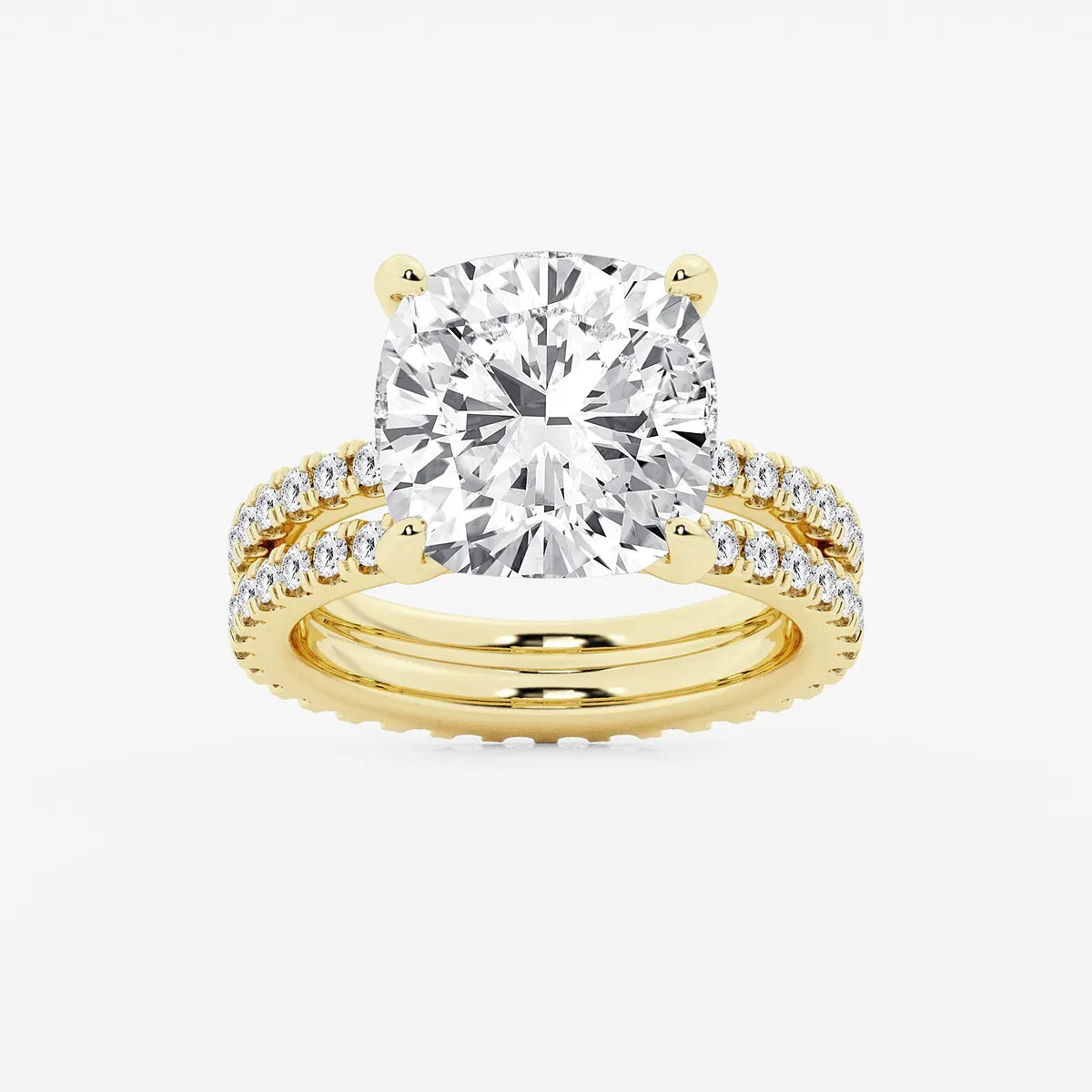 Round Lab Grown Diamond Split Double Band Eternity Engagement Ring