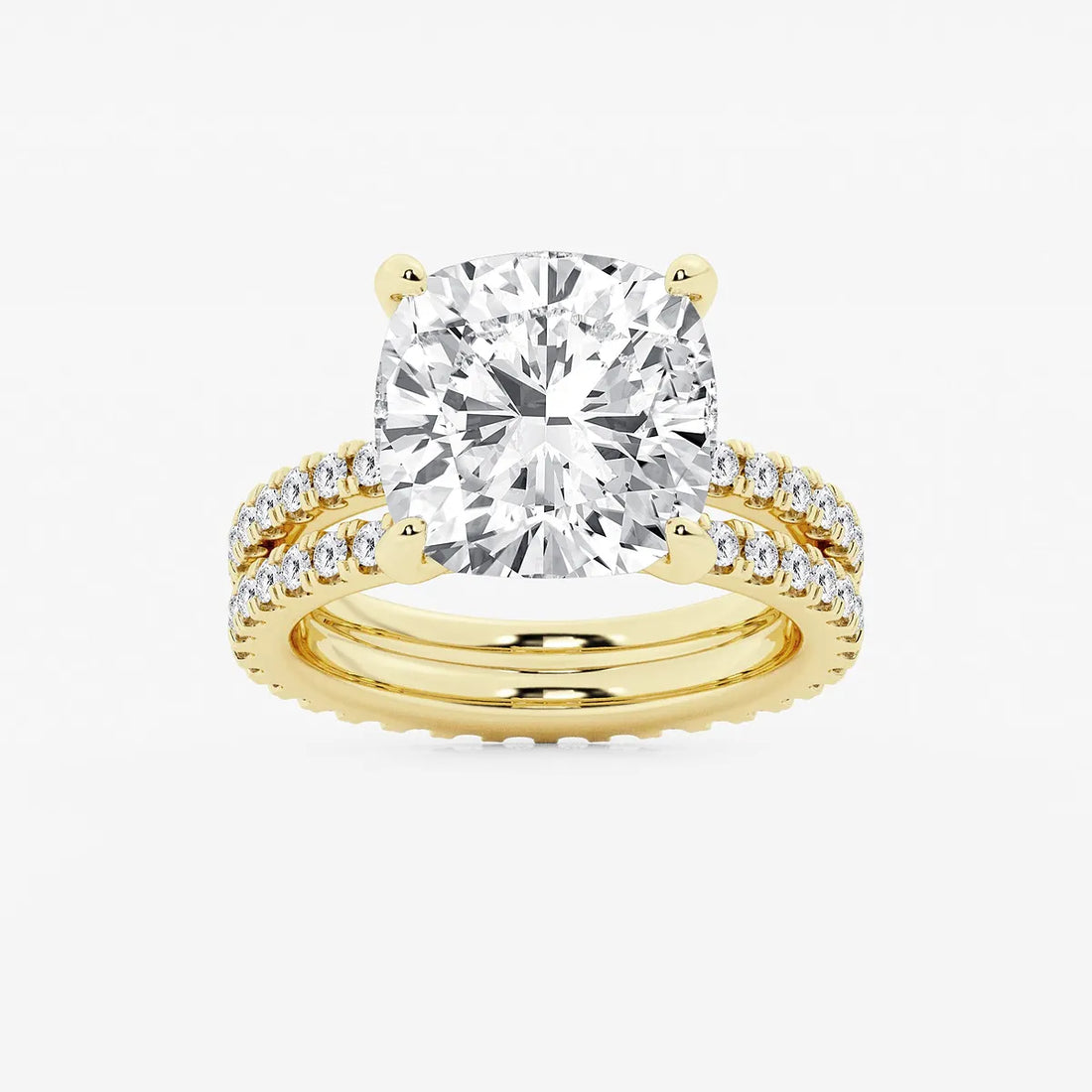 Round Lab Grown Diamond Split Double Band Eternity Engagement Ring