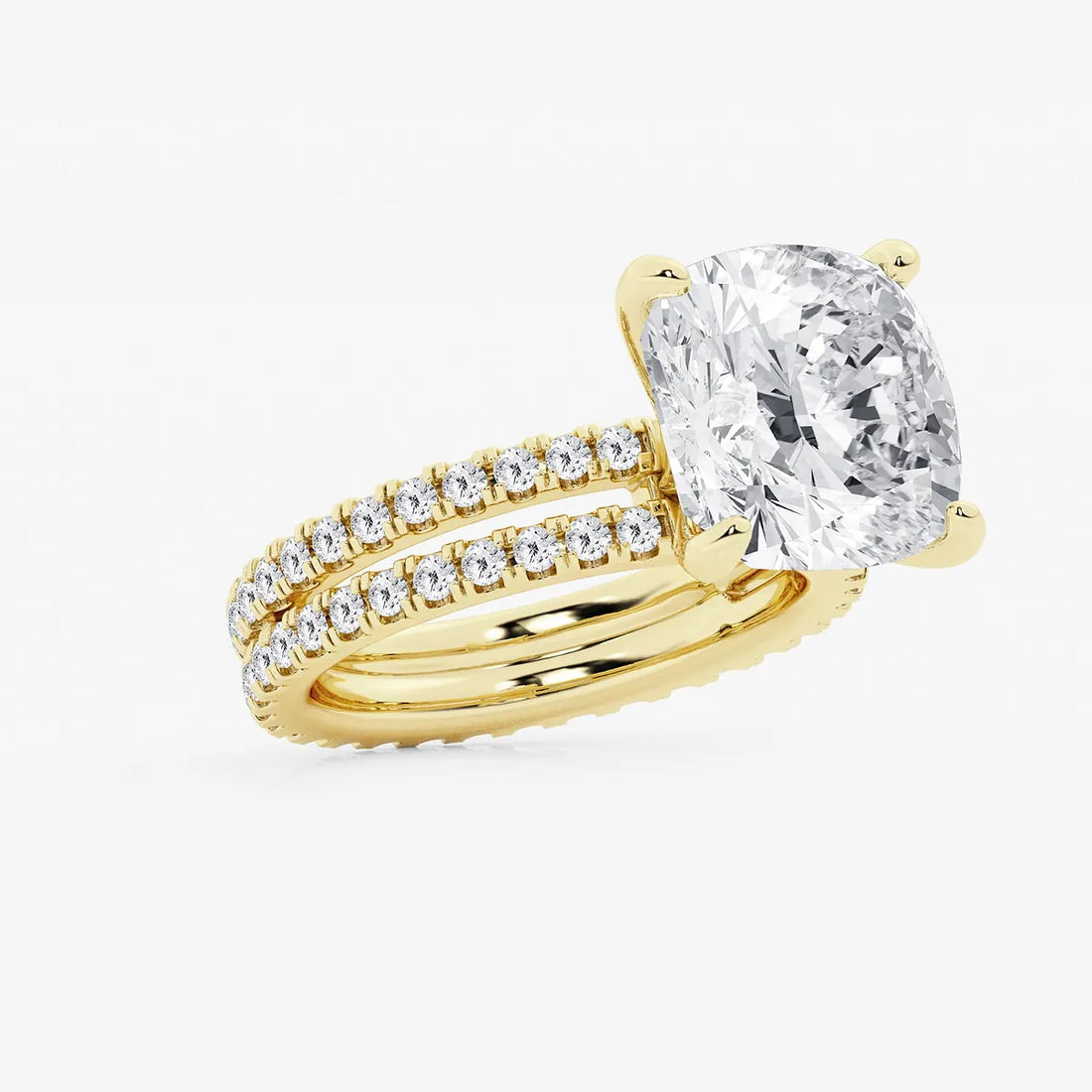 Round Lab Grown Diamond Split Double Band Eternity Engagement Ring