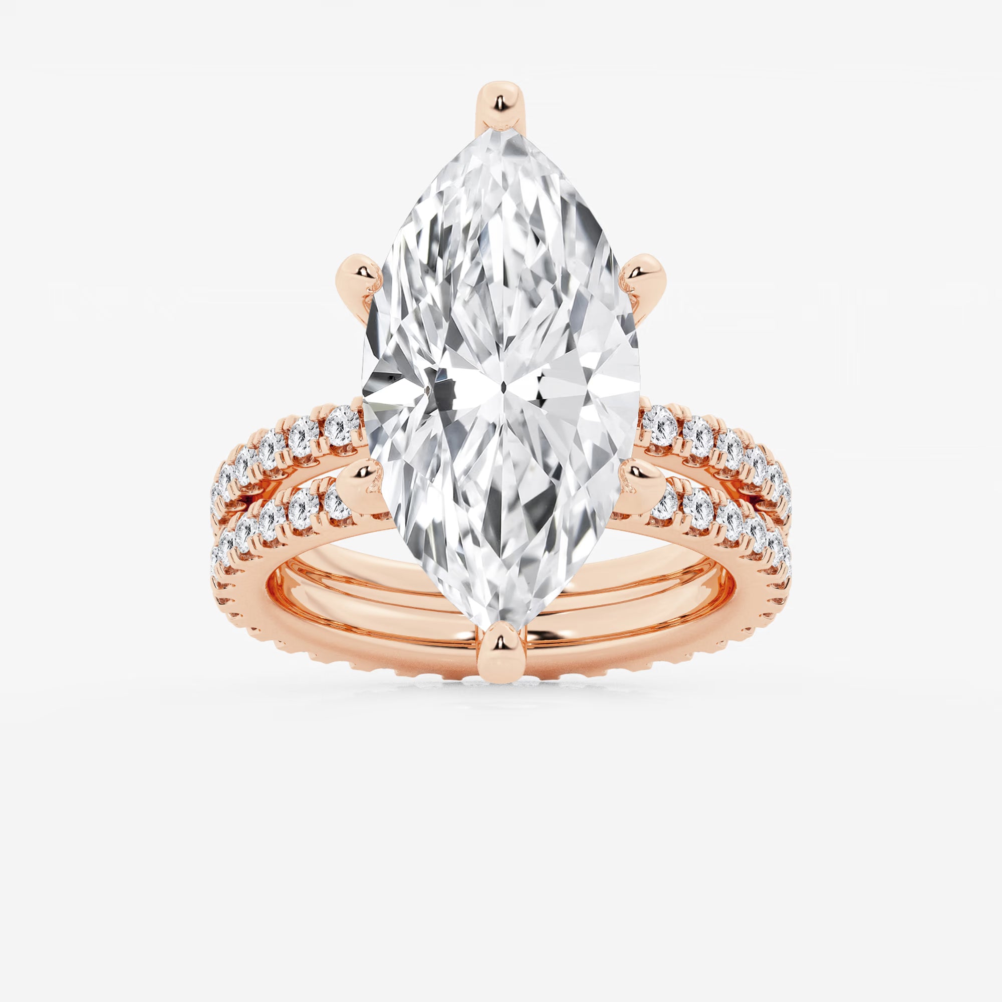 Eterna Marquise Lab-Grown Diamond Split Double Band Eternity Engagement Ring