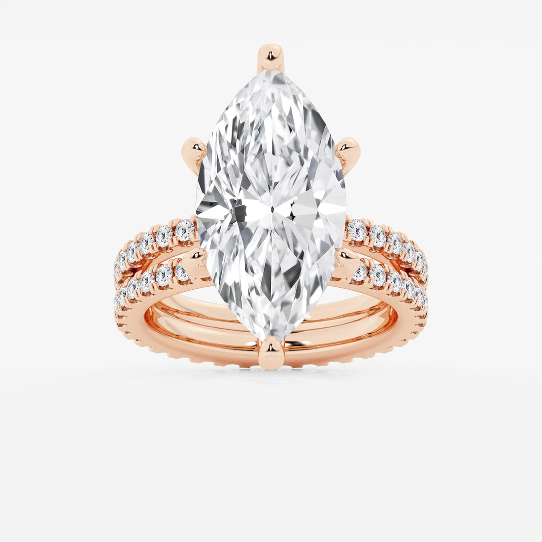 Eterna Marquise Lab-Grown Diamond Split Double Band Eternity Engagement Ring