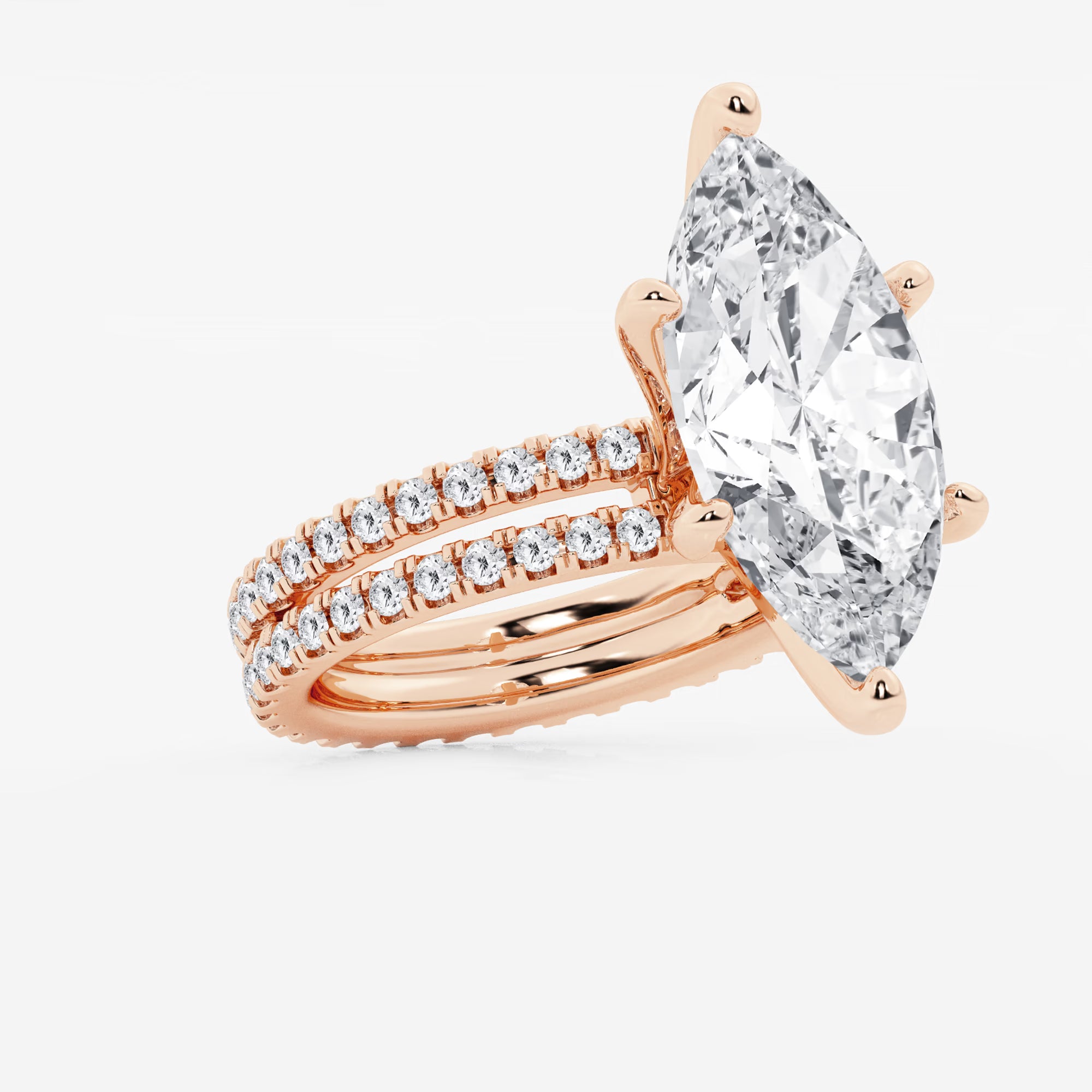Eterna Marquise Lab-Grown Diamond Split Double Band Eternity Engagement Ring