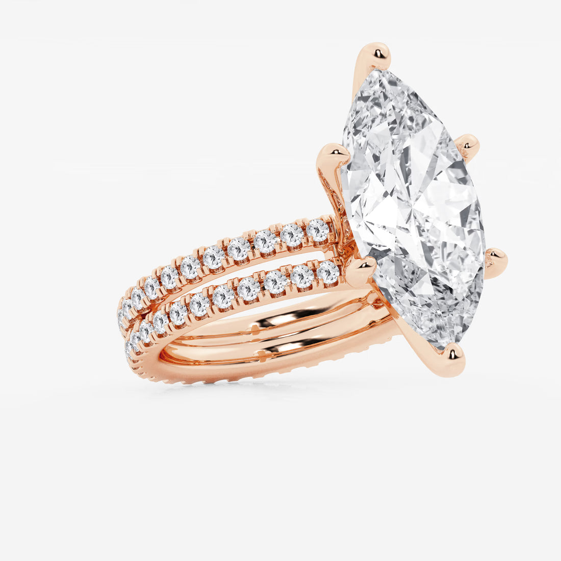 Eterna Marquise Lab-Grown Diamond Split Double Band Eternity Engagement Ring
