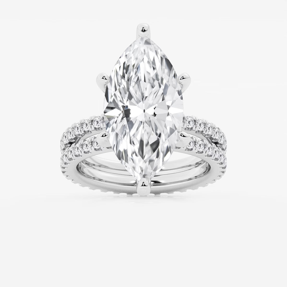 Eterna Marquise Lab-Grown Diamond Split Double Band Eternity Engagement Ring