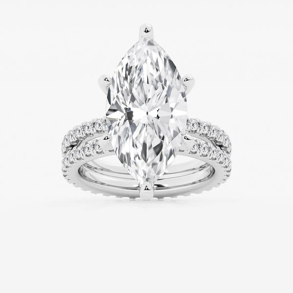 Eterna Marquise Lab-Grown Diamond Split Double Band Eternity Engagement Ring