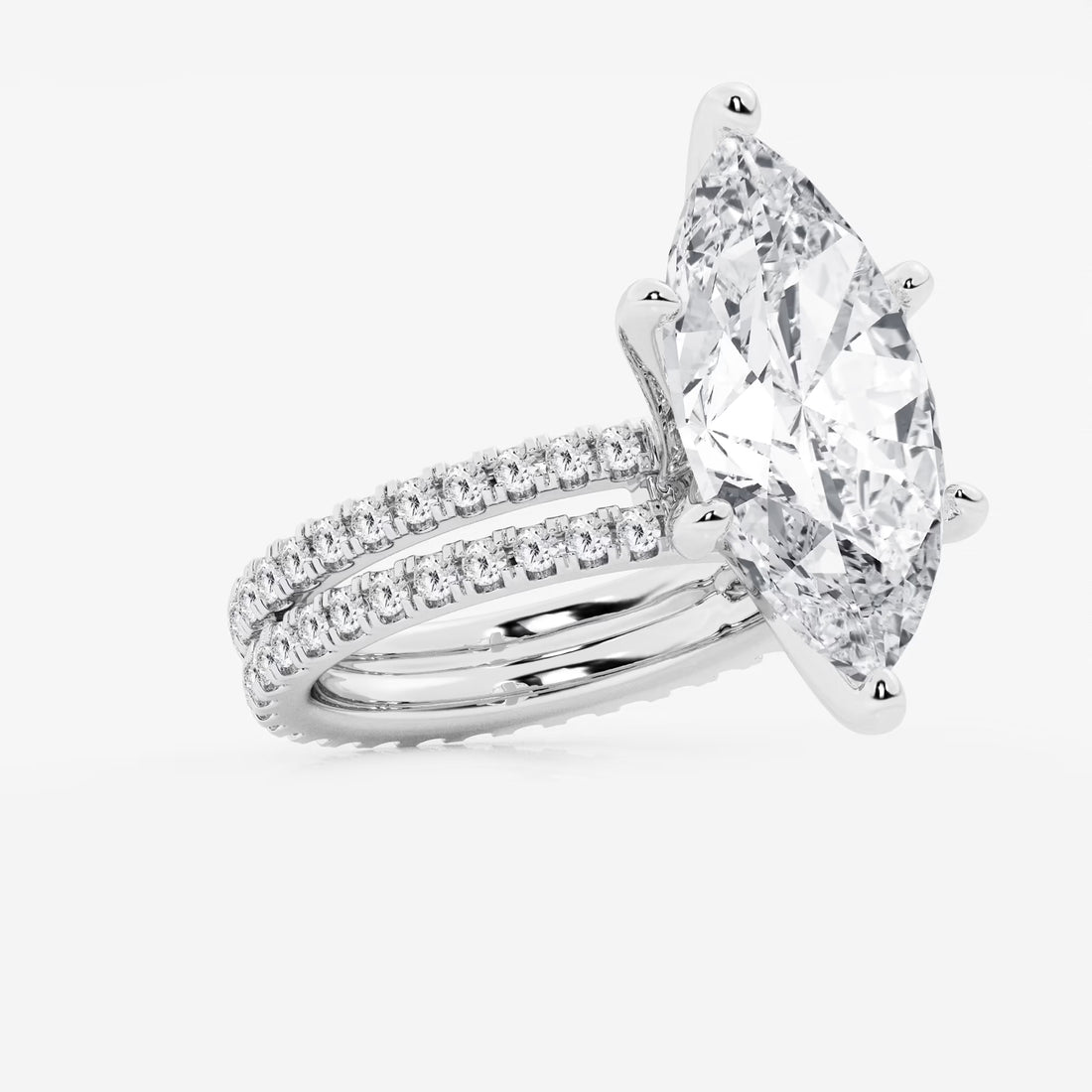 Eterna Marquise Lab-Grown Diamond Split Double Band Eternity Engagement Ring