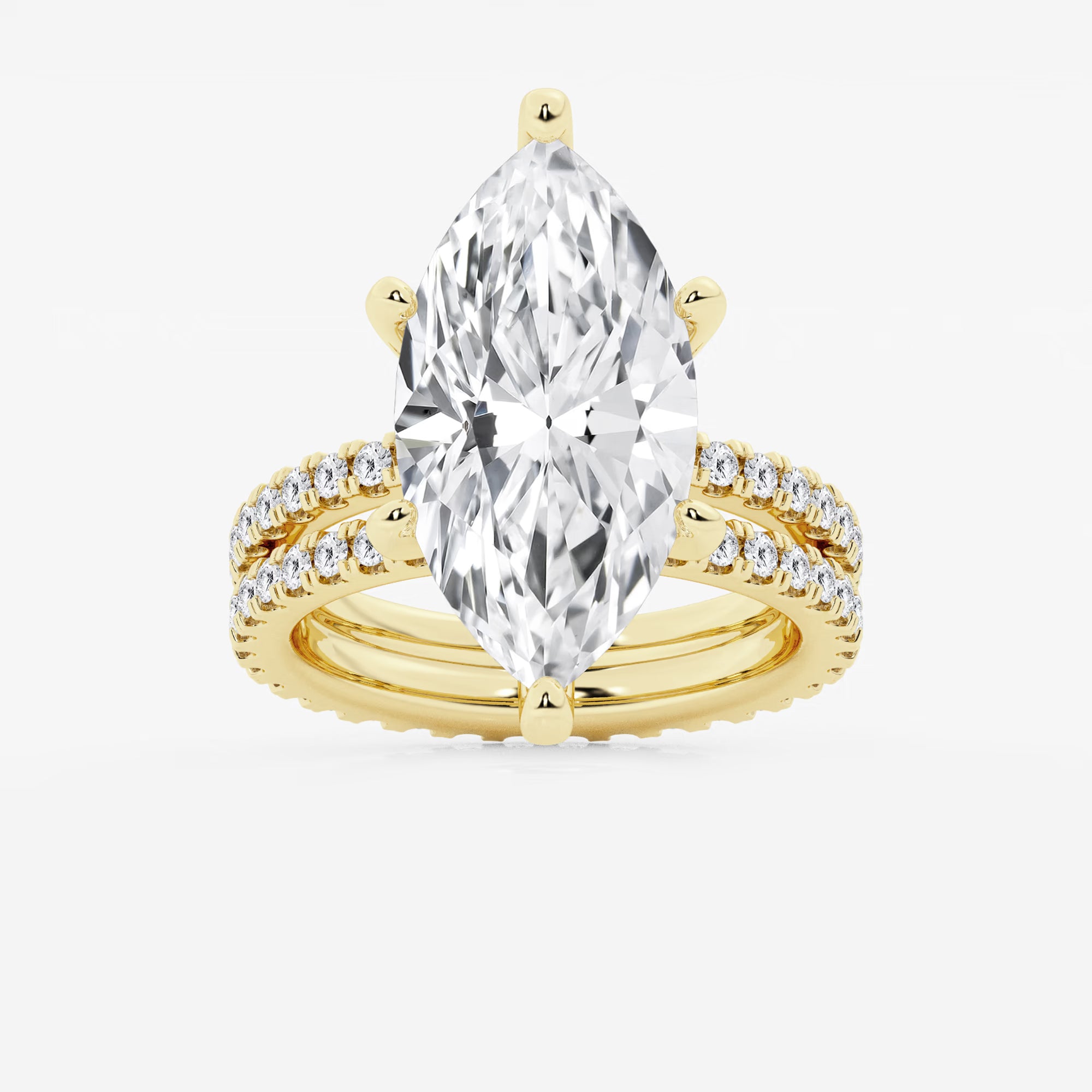 Eterna Marquise Lab-Grown Diamond Split Double Band Eternity Engagement Ring