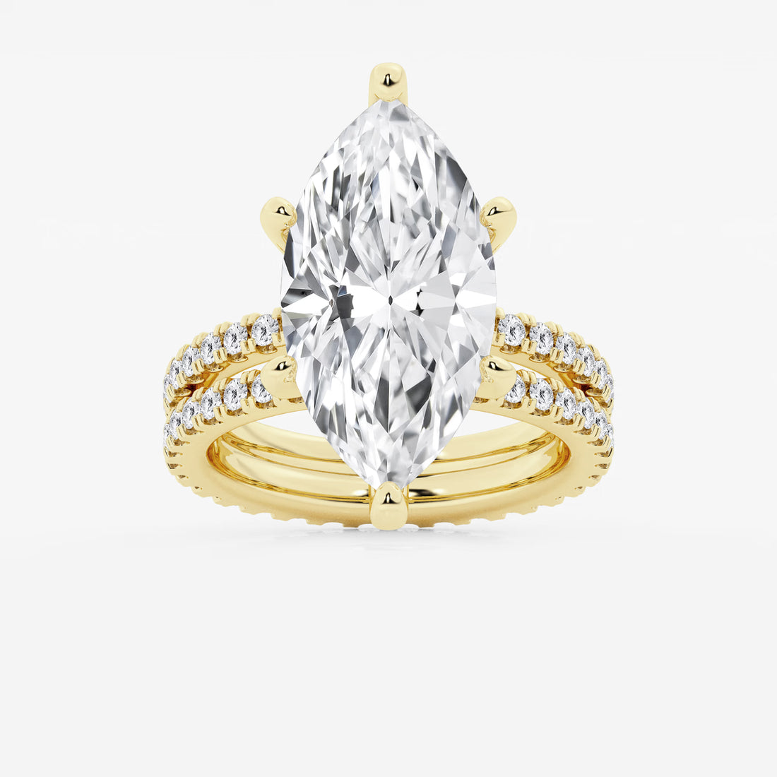 Eterna Marquise Lab-Grown Diamond Split Double Band Eternity Engagement Ring