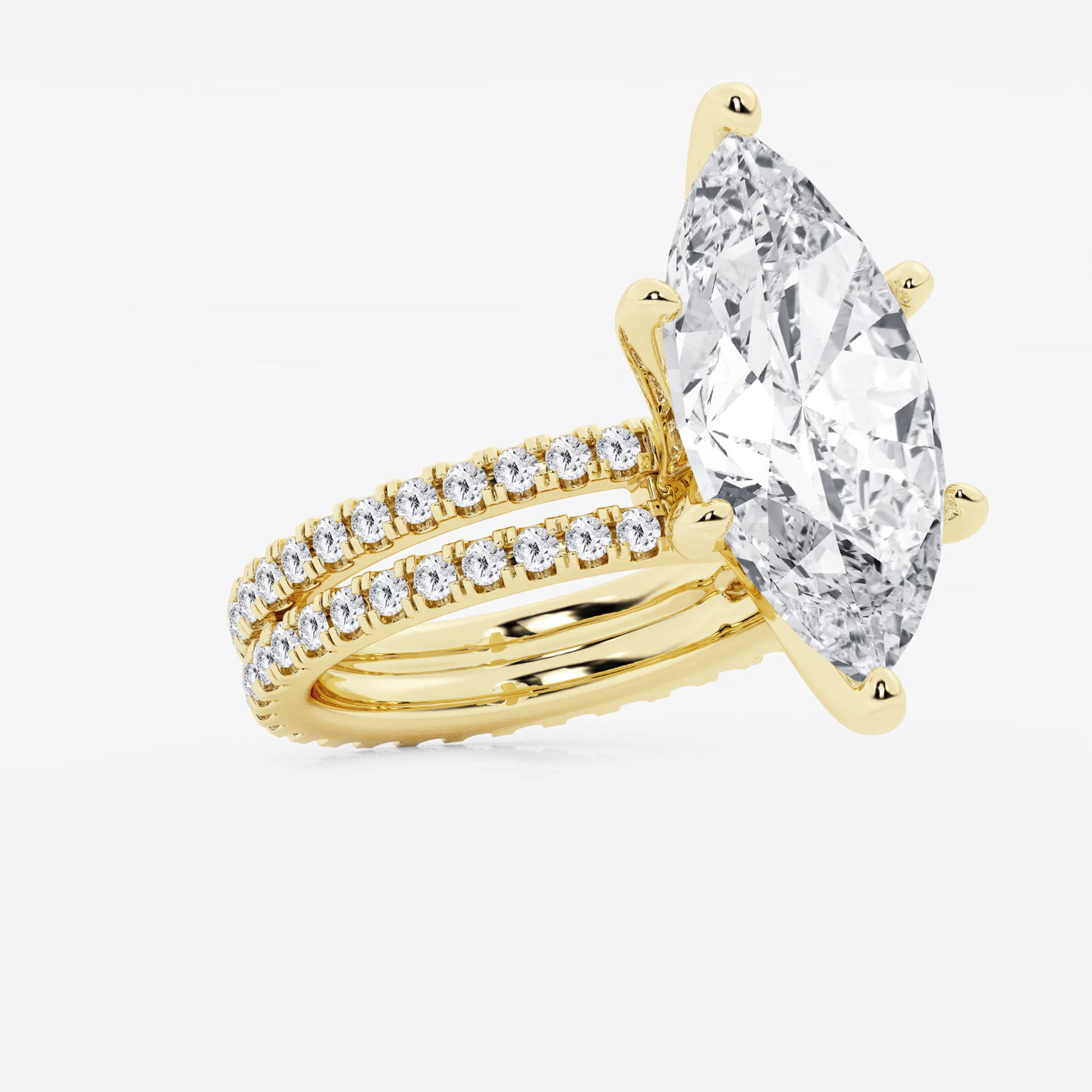 Eterna Marquise Lab-Grown Diamond Split Double Band Eternity Engagement Ring