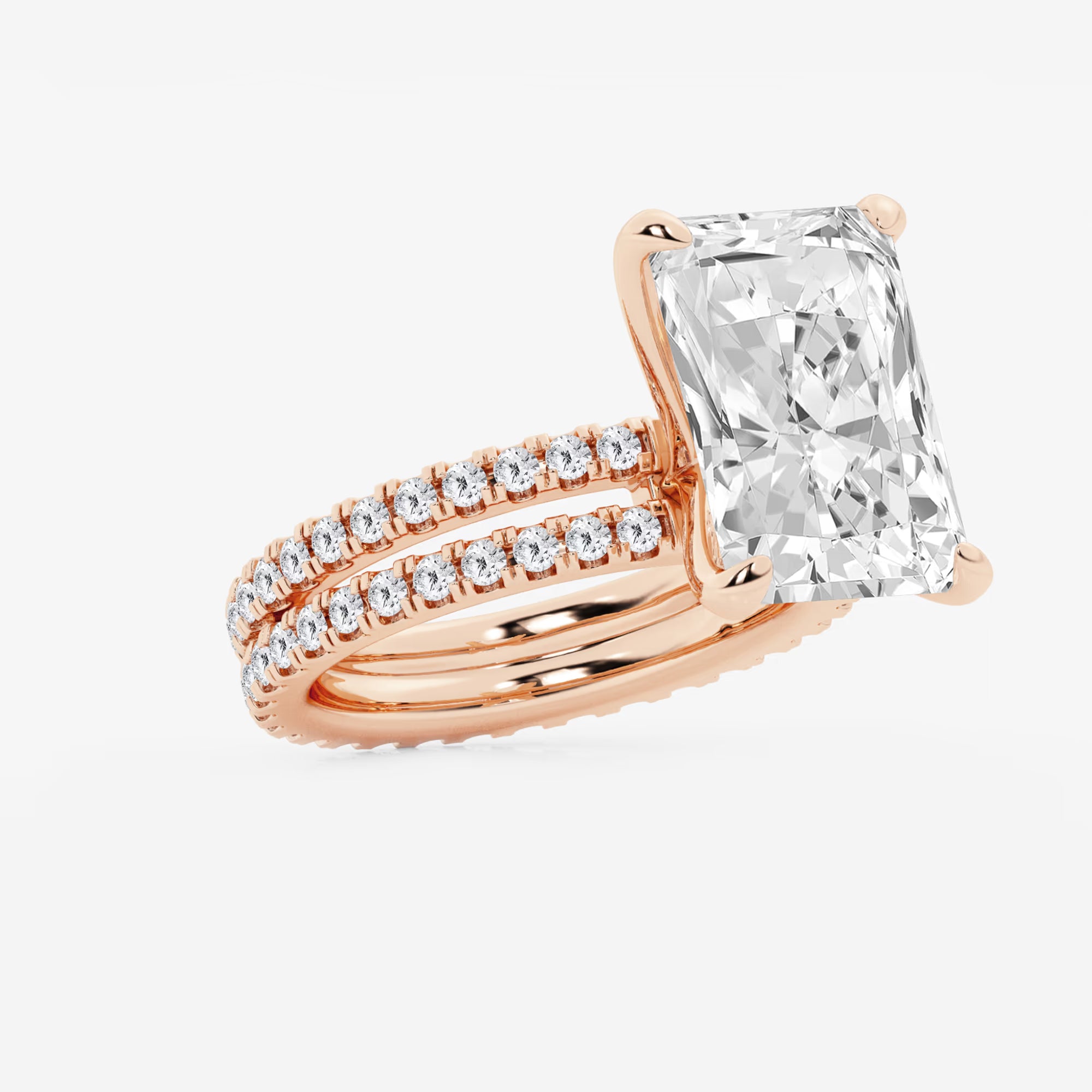 Aurielle Radiant Lab-Grown Diamond Split Double Band Eternity Engagement Ring