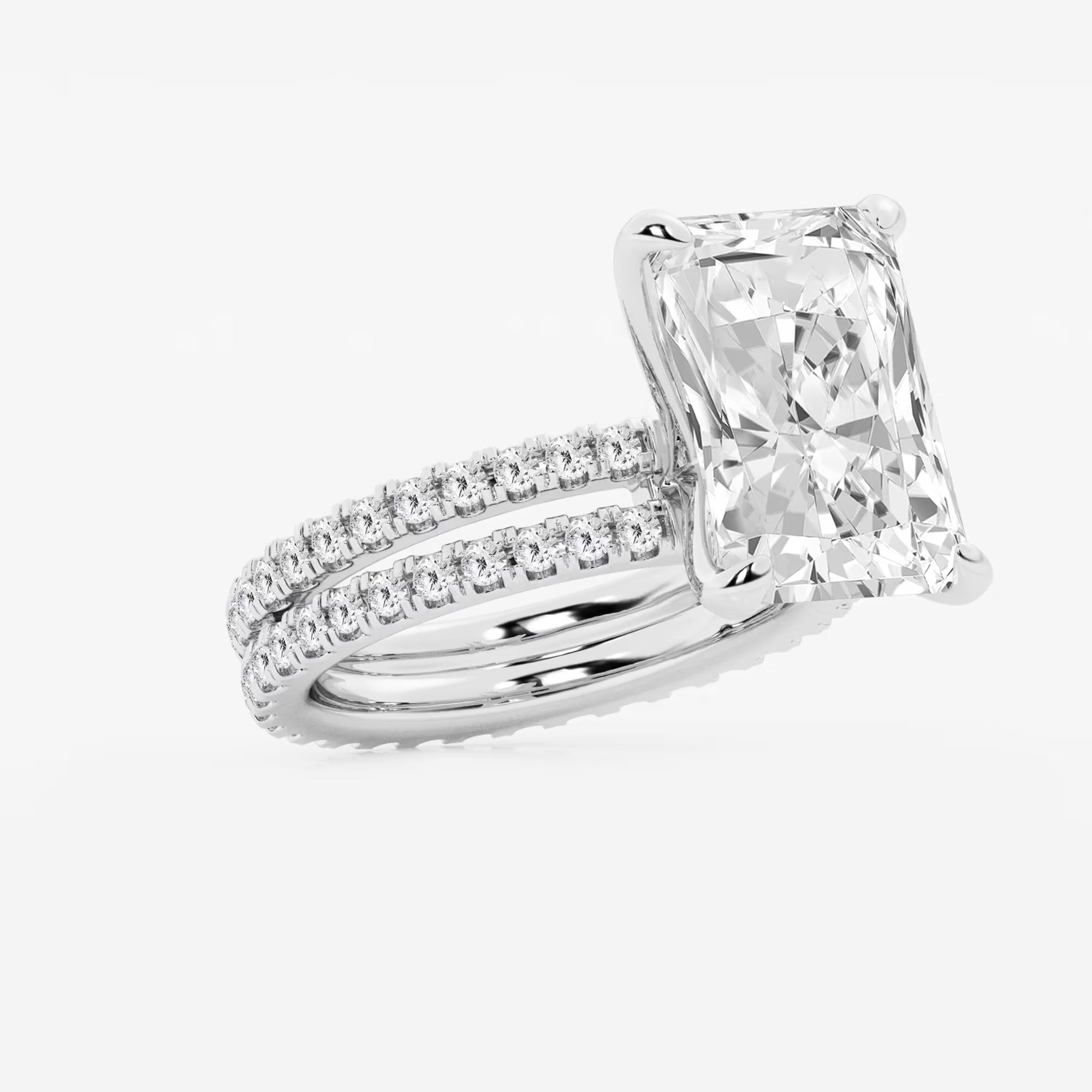 Aurielle Radiant Lab-Grown Diamond Split Double Band Eternity Engagement Ring