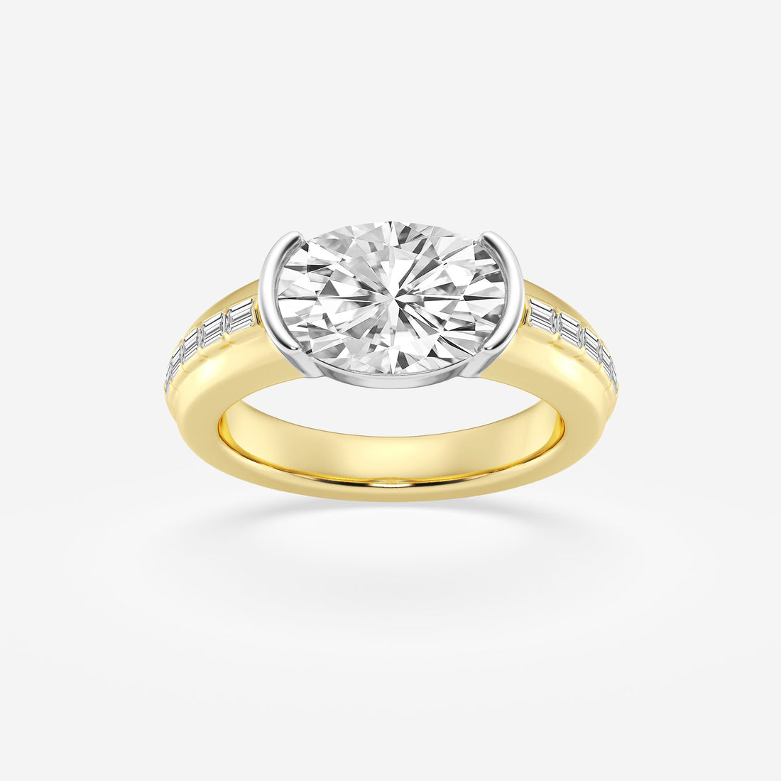 Elowen Oval Lab Grown Diamond Two-Tone Side Stone Engagement Ring
