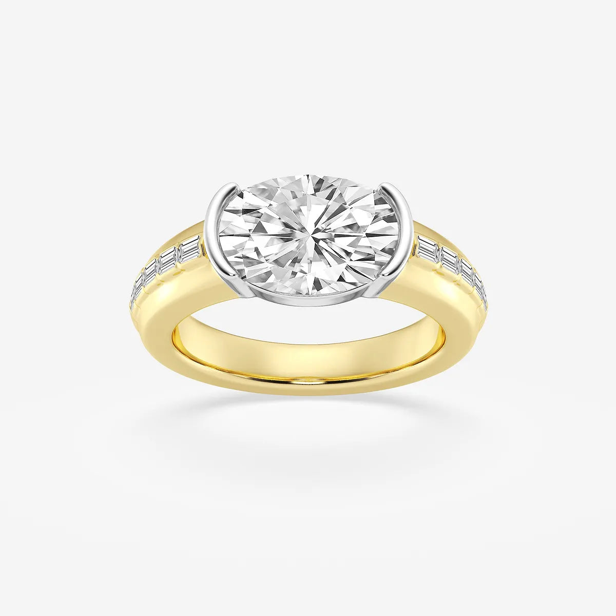 Elowen Oval Lab Grown Diamond Two-Tone Side Stone Engagement Ring