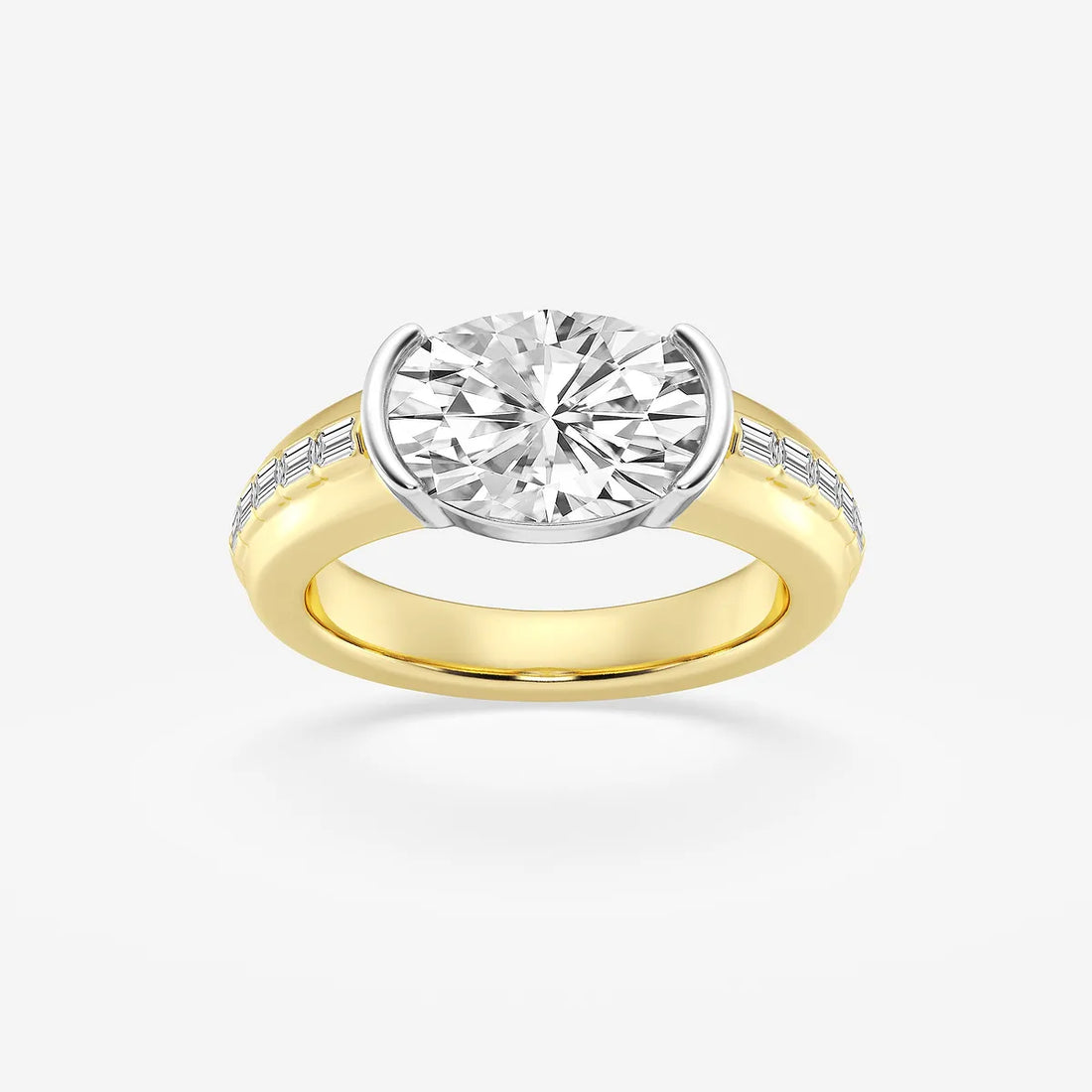 Elowen Oval Lab Grown Diamond Two-Tone Side Stone Engagement Ring
