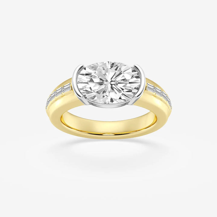 Elowen Oval Lab Grown Diamond Two-Tone Side Stone Engagement Ring