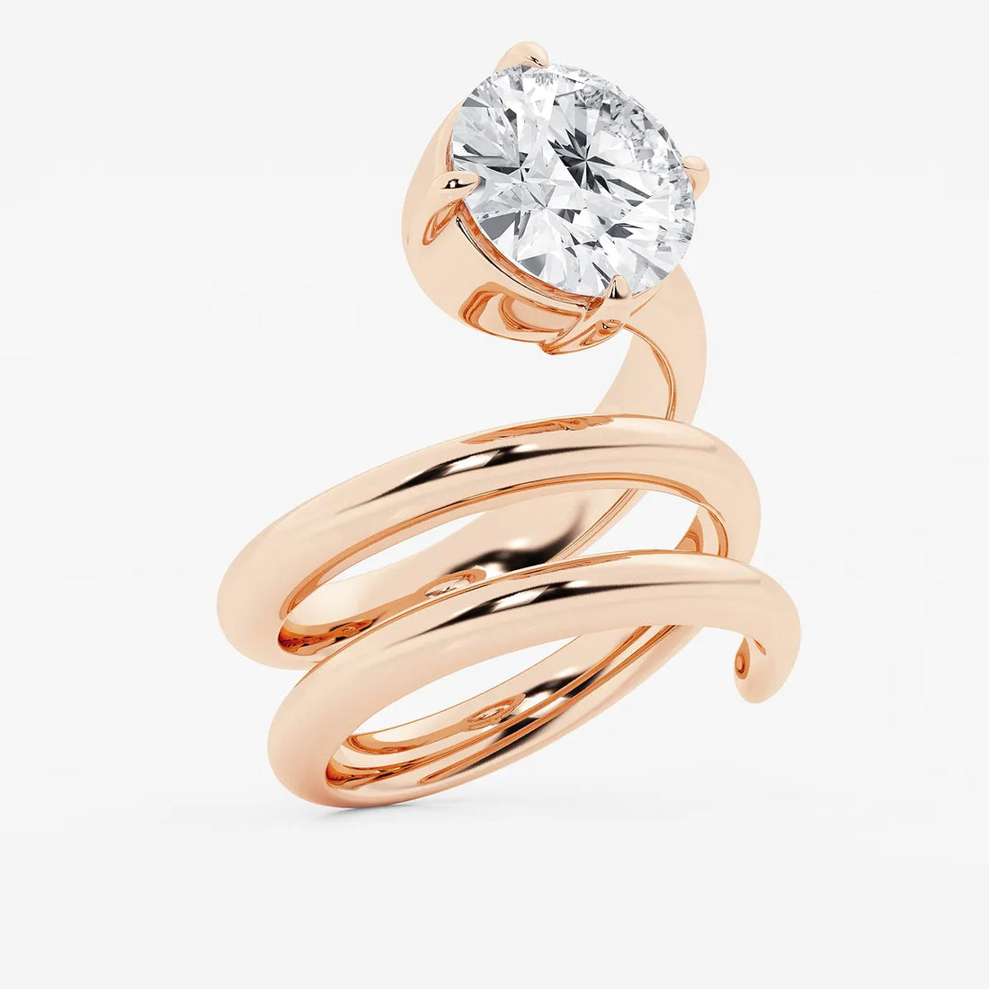 Spirielle Round Lab-Grown Diamond Spiral Single Stone Ring