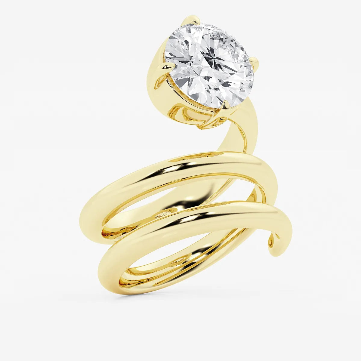 Spirielle Round Lab-Grown Diamond Spiral Single Stone Ring