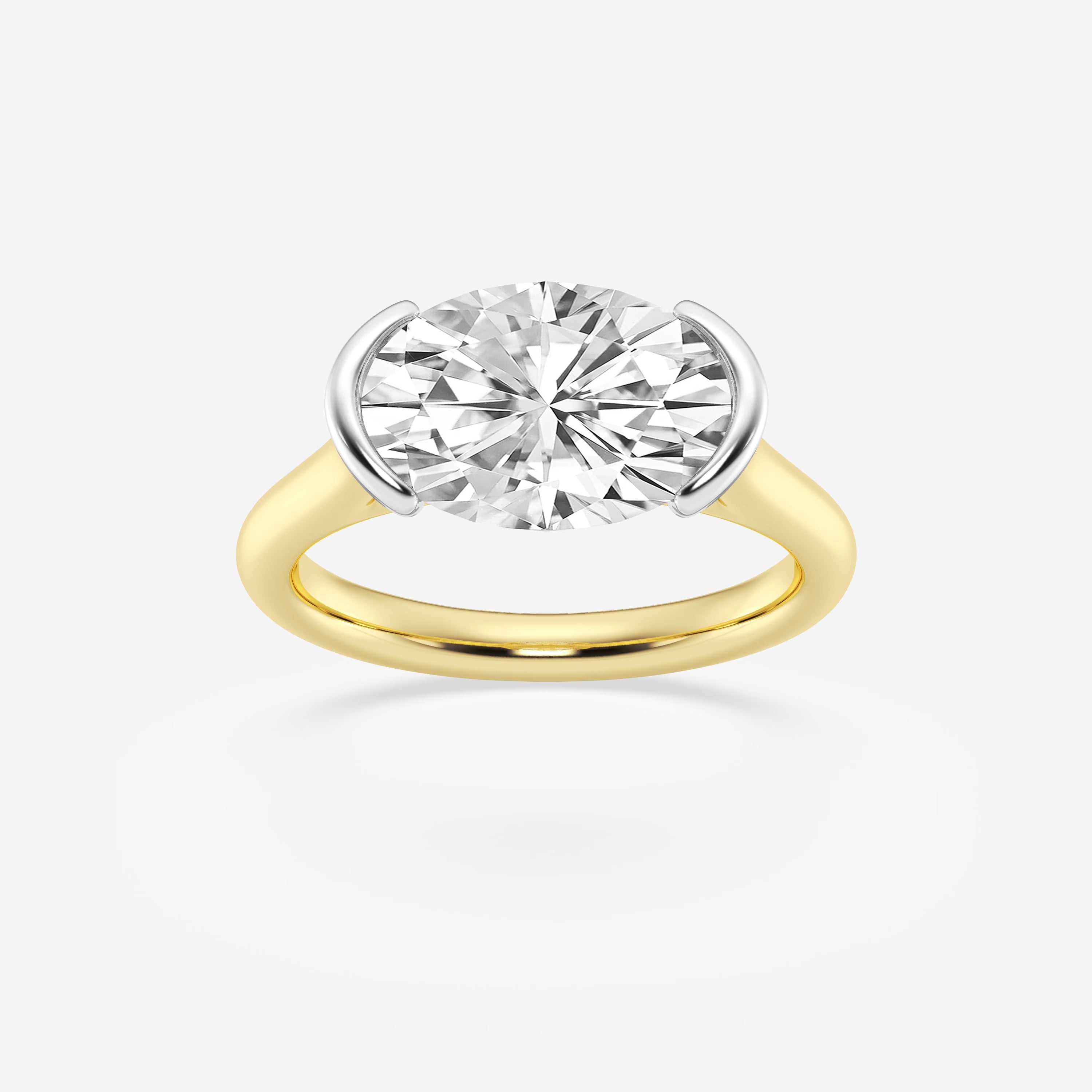 Valerique Oval Lab Grown Diamond Two-Tone Half Bezel Solitaire Engagement Ring