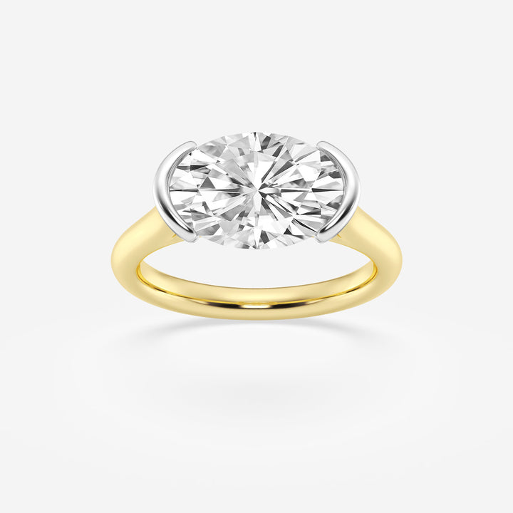 Valerique Oval Lab Grown Diamond Two-Tone Half Bezel Solitaire Engagement Ring