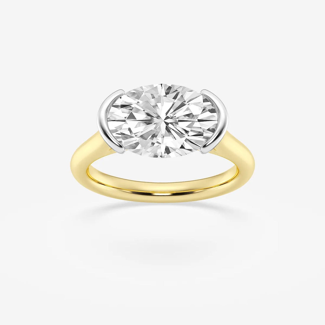 Valerique Oval Lab Grown Diamond Two-Tone Half Bezel Solitaire Engagement Ring