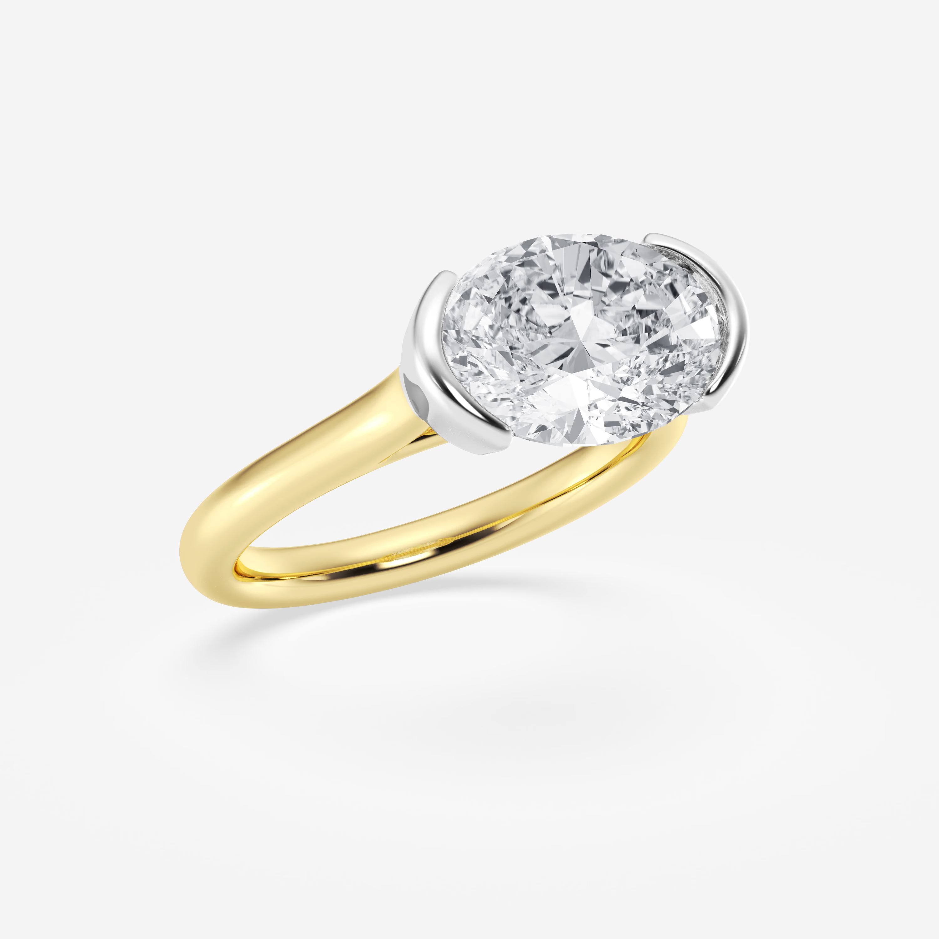 Valerique Oval Lab Grown Diamond Two-Tone Half Bezel Solitaire Engagement Ring