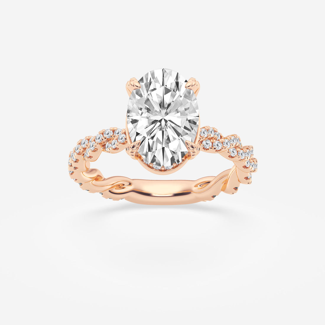 Elara Oval Lab Grown Diamond Hidden Halo Engagement Ring