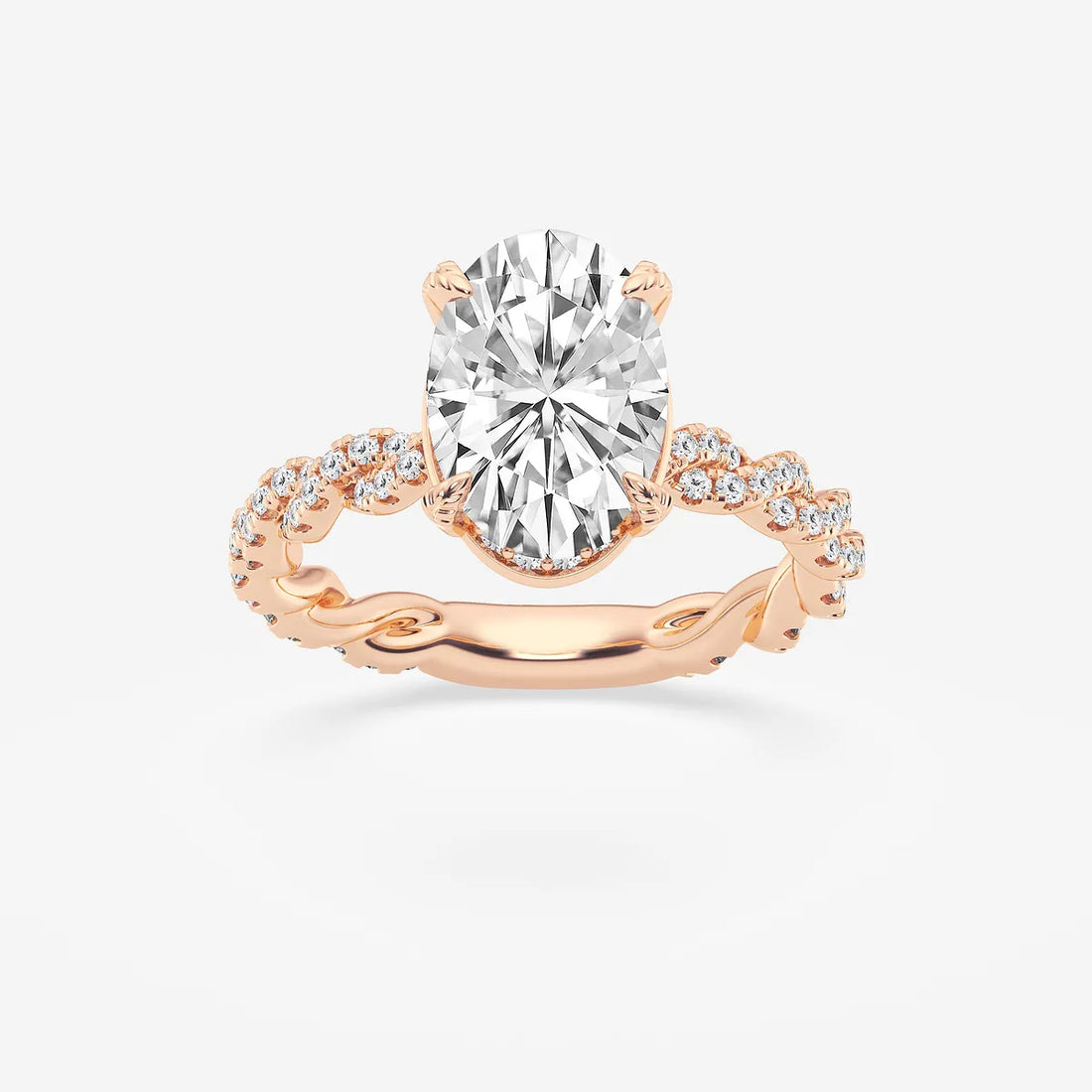 Elara Oval Lab Grown Diamond Hidden Halo Engagement Ring