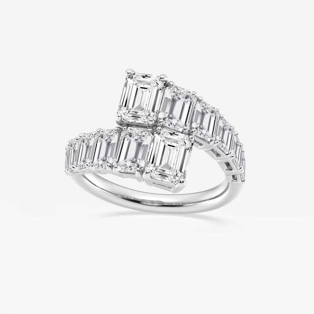 Bypassa Luxe Emerald Lab-Grown Diamond Graduated Bypass Ring