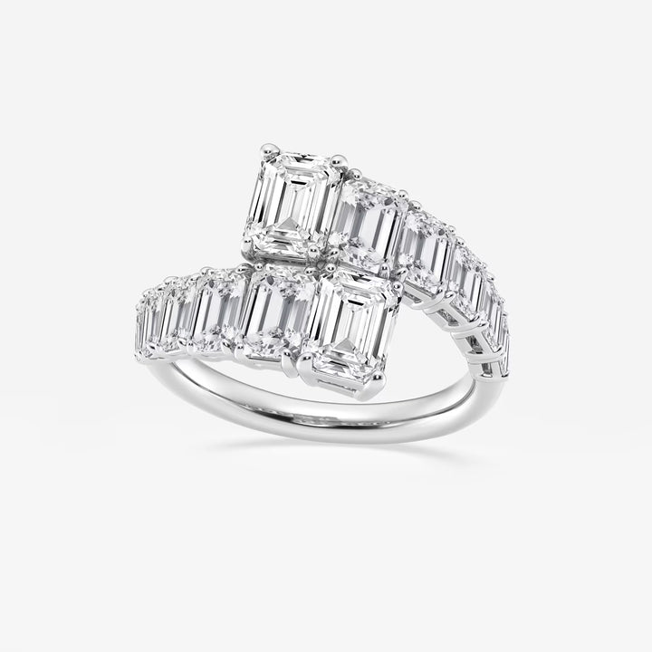 Bypassa Luxe Emerald Lab-Grown Diamond Graduated Bypass Ring