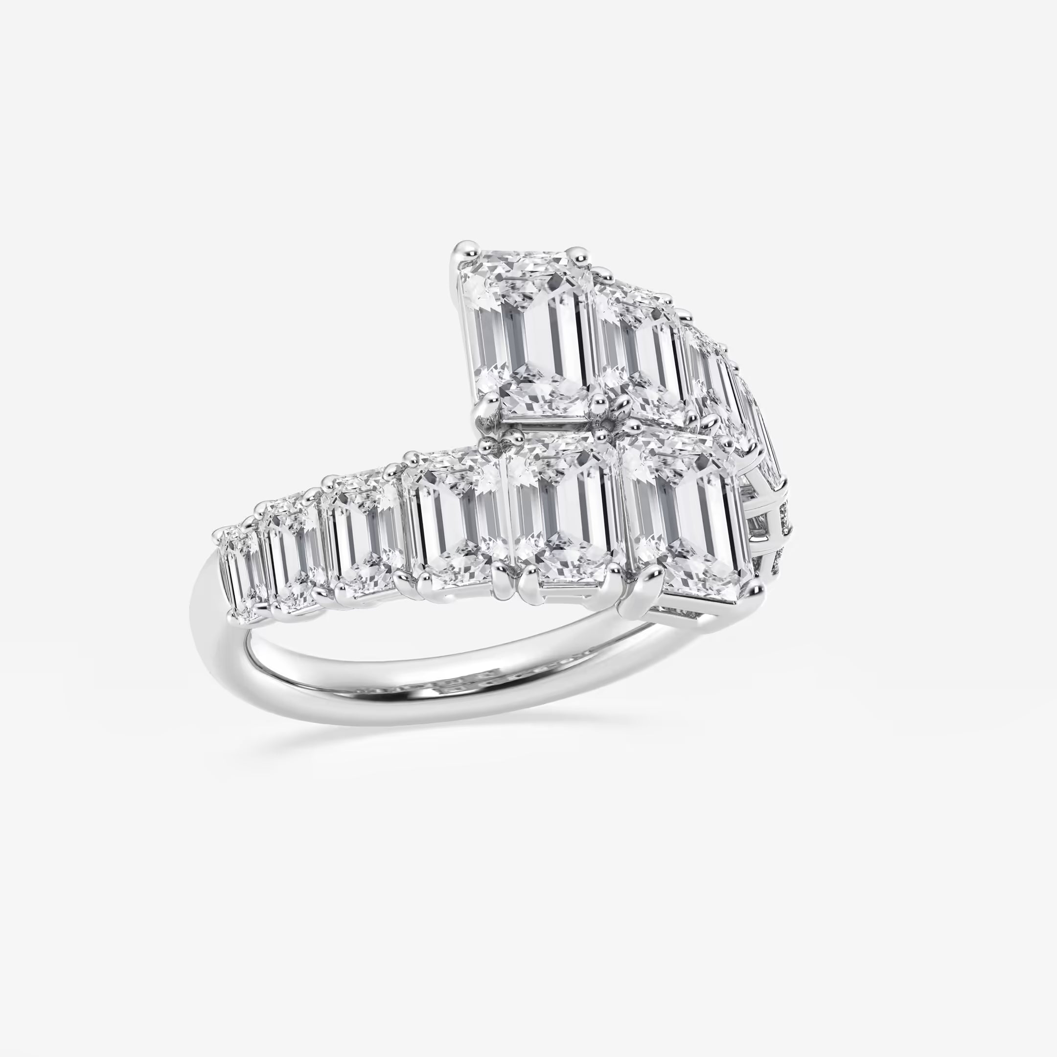 Bypassa Luxe Emerald Lab-Grown Diamond Graduated Bypass Ring