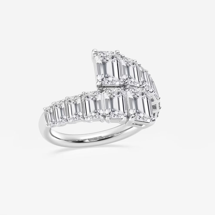 Bypassa Luxe Emerald Lab-Grown Diamond Graduated Bypass Ring