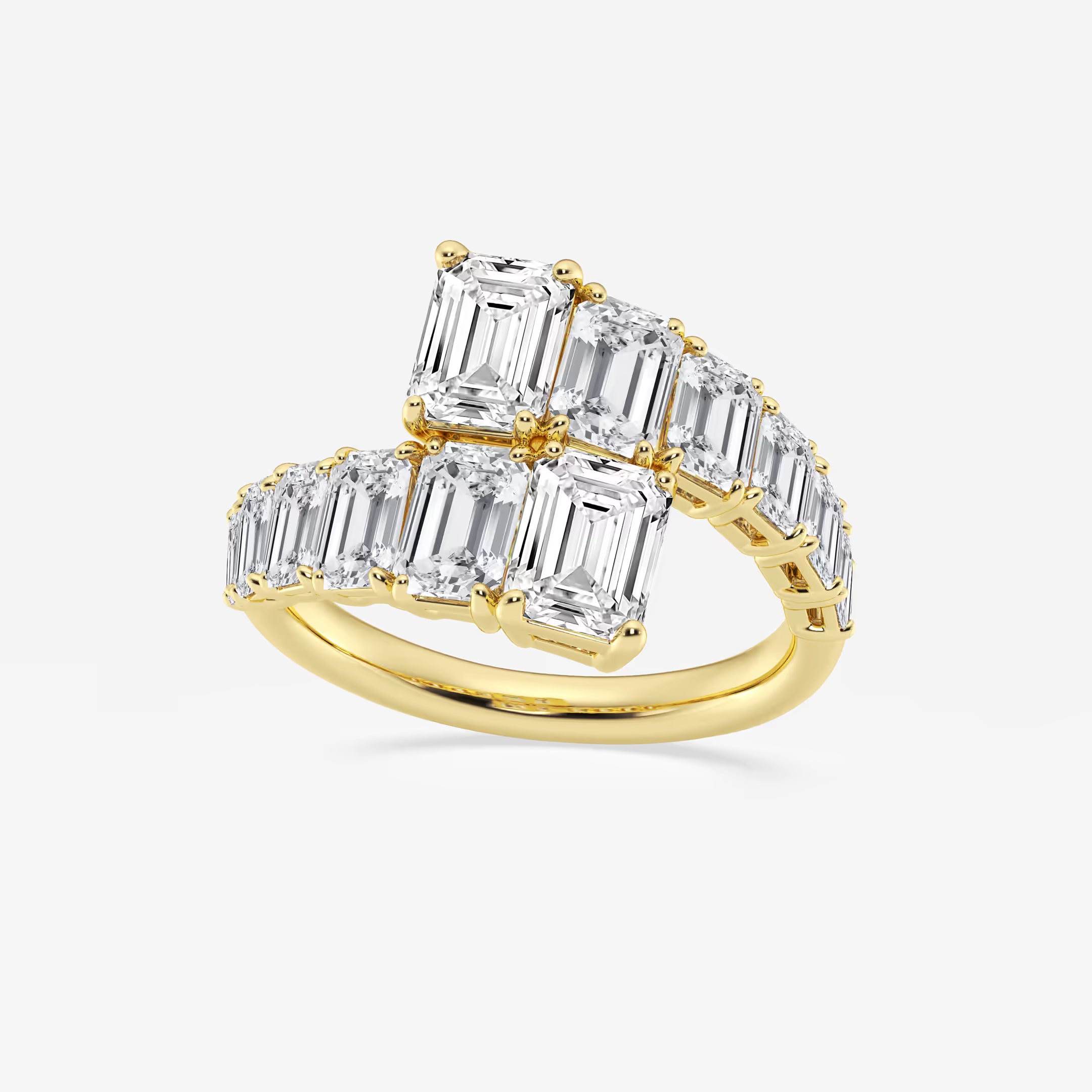 Bypassa Luxe Emerald Lab-Grown Diamond Graduated Bypass Ring