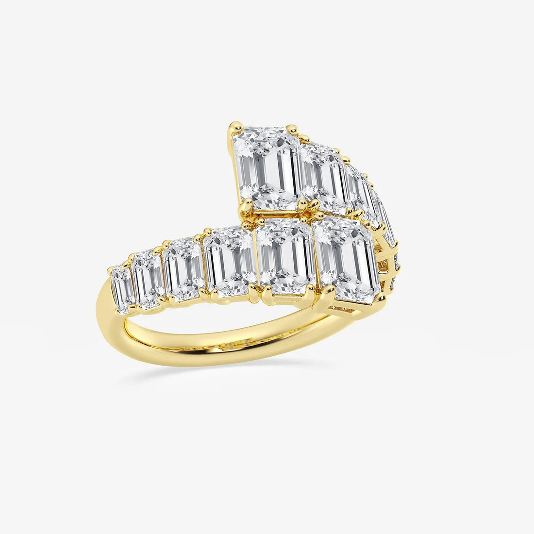 Bypassa Luxe Emerald Lab-Grown Diamond Graduated Bypass Ring