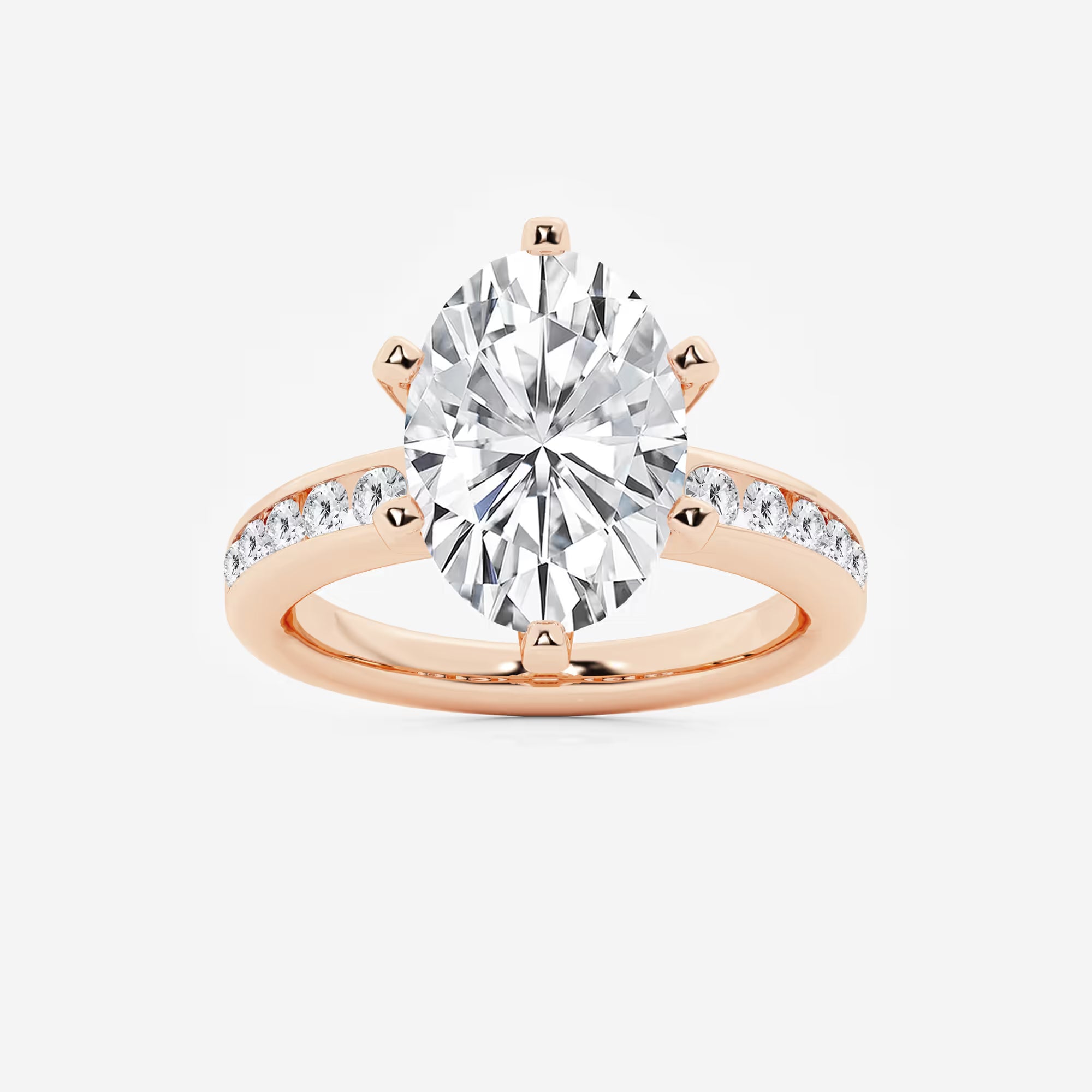 Oval Cut Lab-Grown Diamond Engagement Ring with Tapered Side Stones
