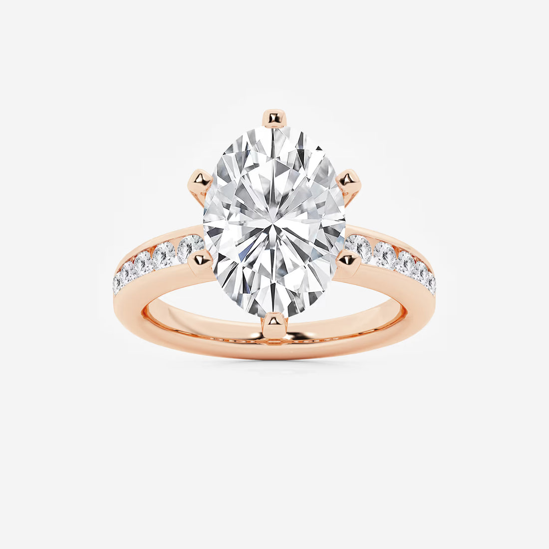 Oval Cut Lab-Grown Diamond Engagement Ring with Tapered Side Stones