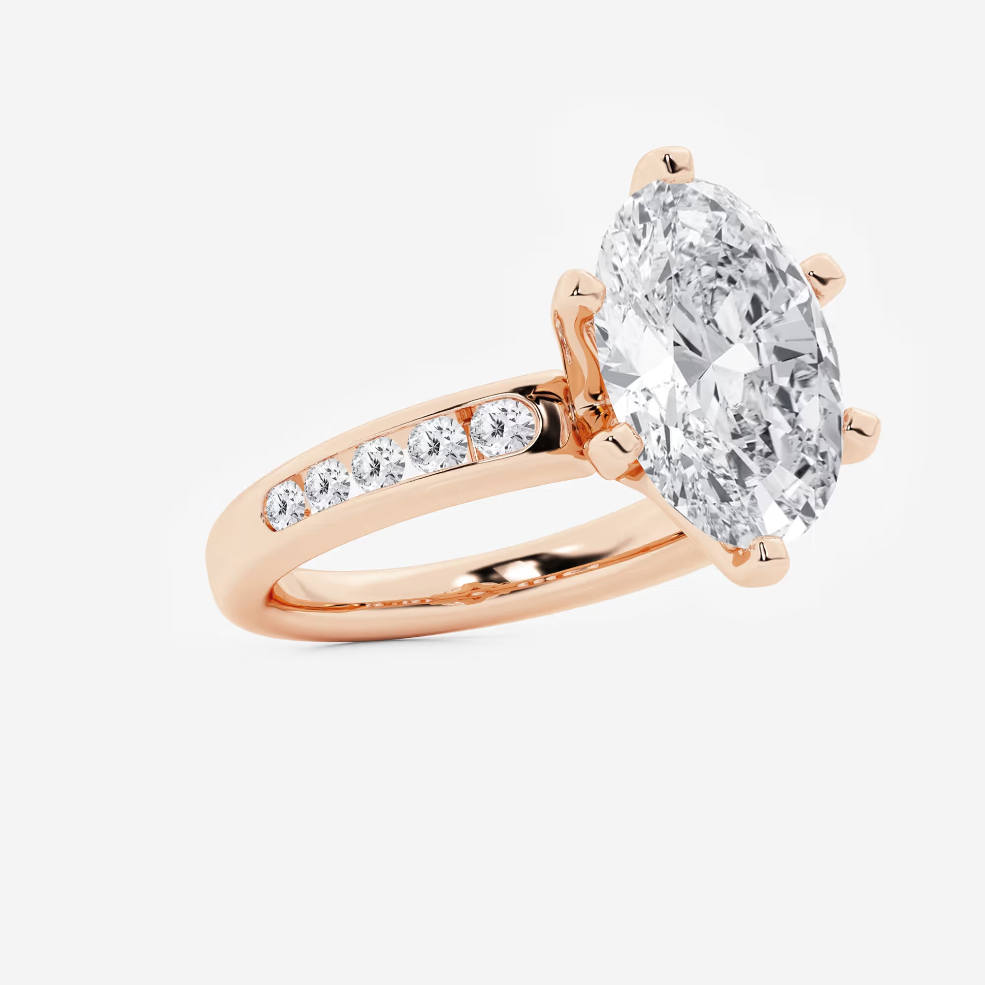 Oval Cut Lab-Grown Diamond Engagement Ring with Tapered Side Stones