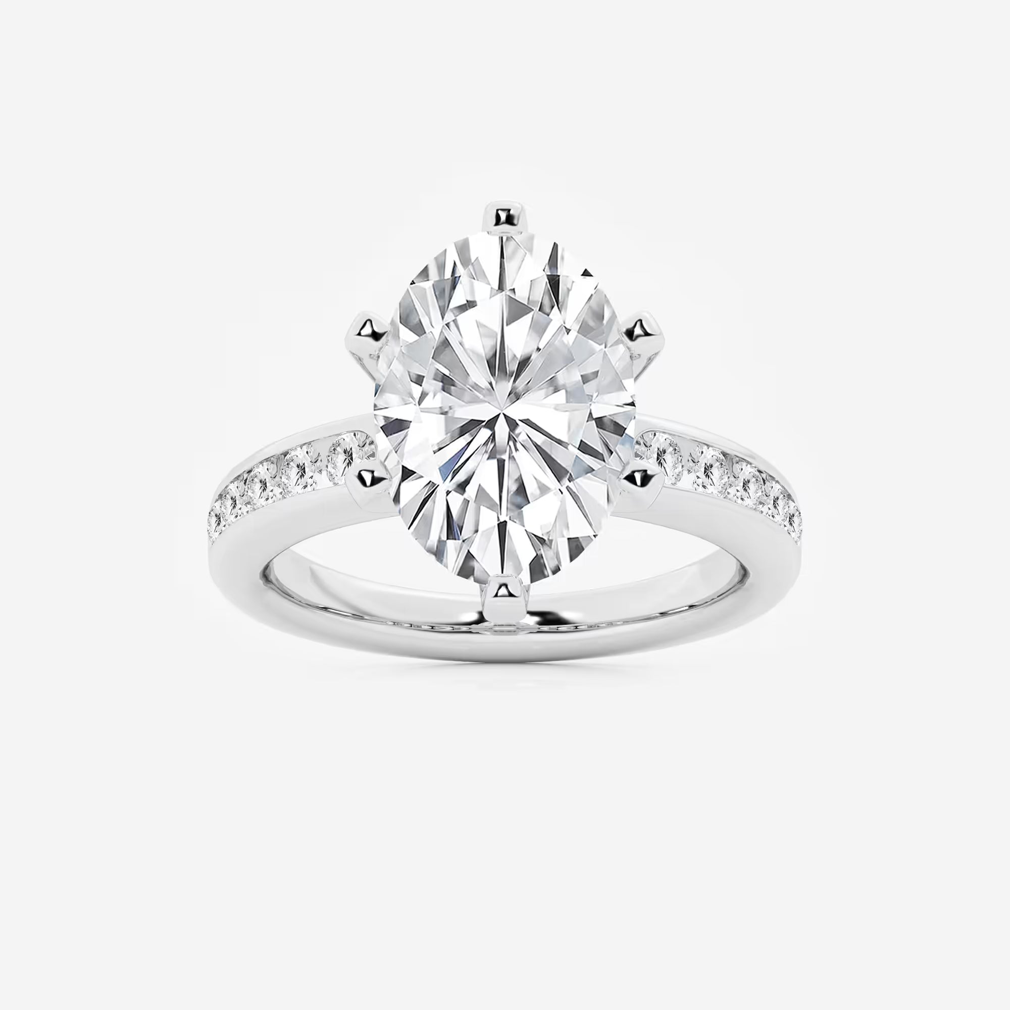 Oval Cut Lab-Grown Diamond Engagement Ring with Tapered Side Stones