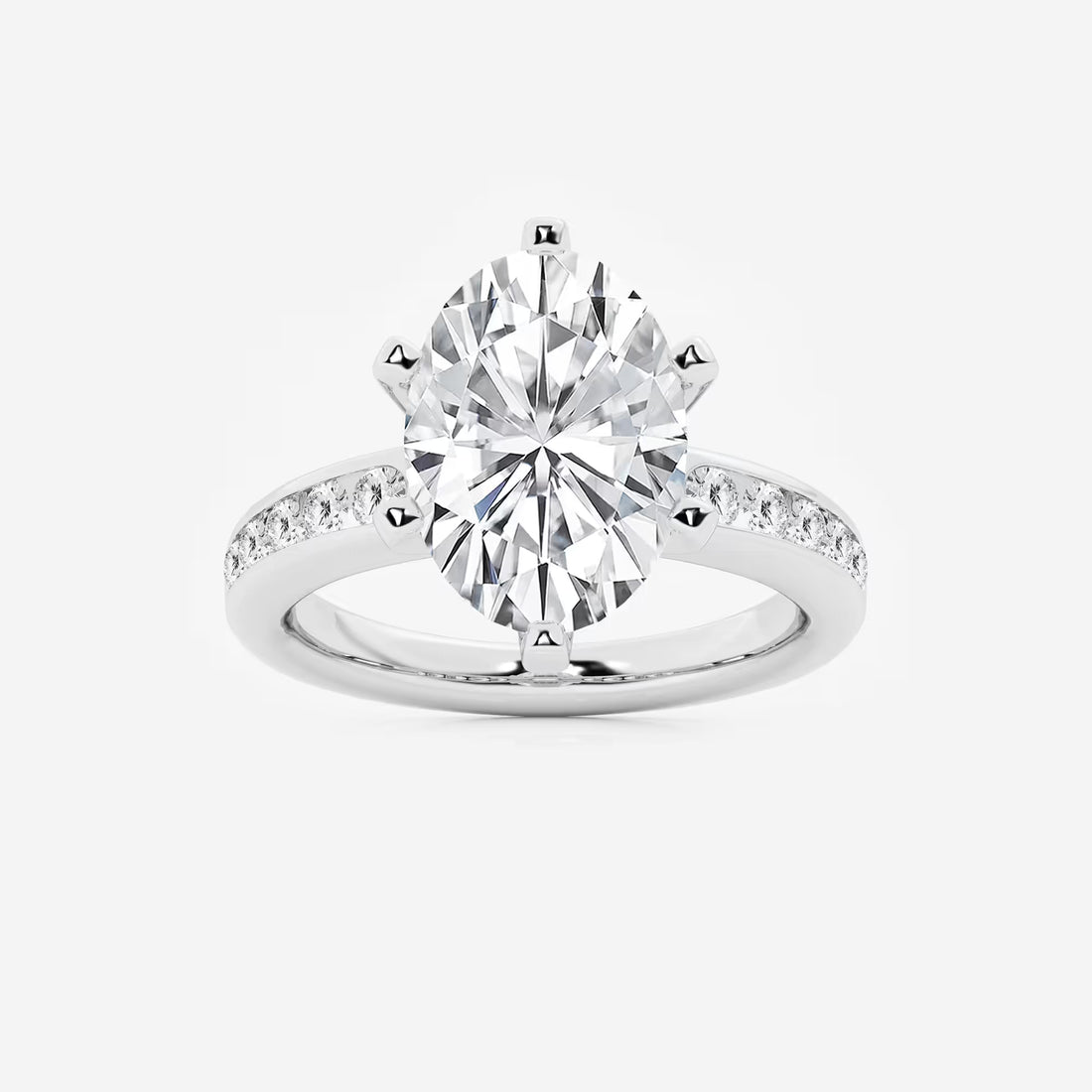 Oval Cut Lab-Grown Diamond Engagement Ring with Tapered Side Stones
