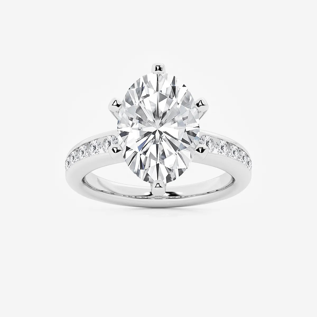 Oval Cut Lab-Grown Diamond Engagement Ring with Tapered Side Stones