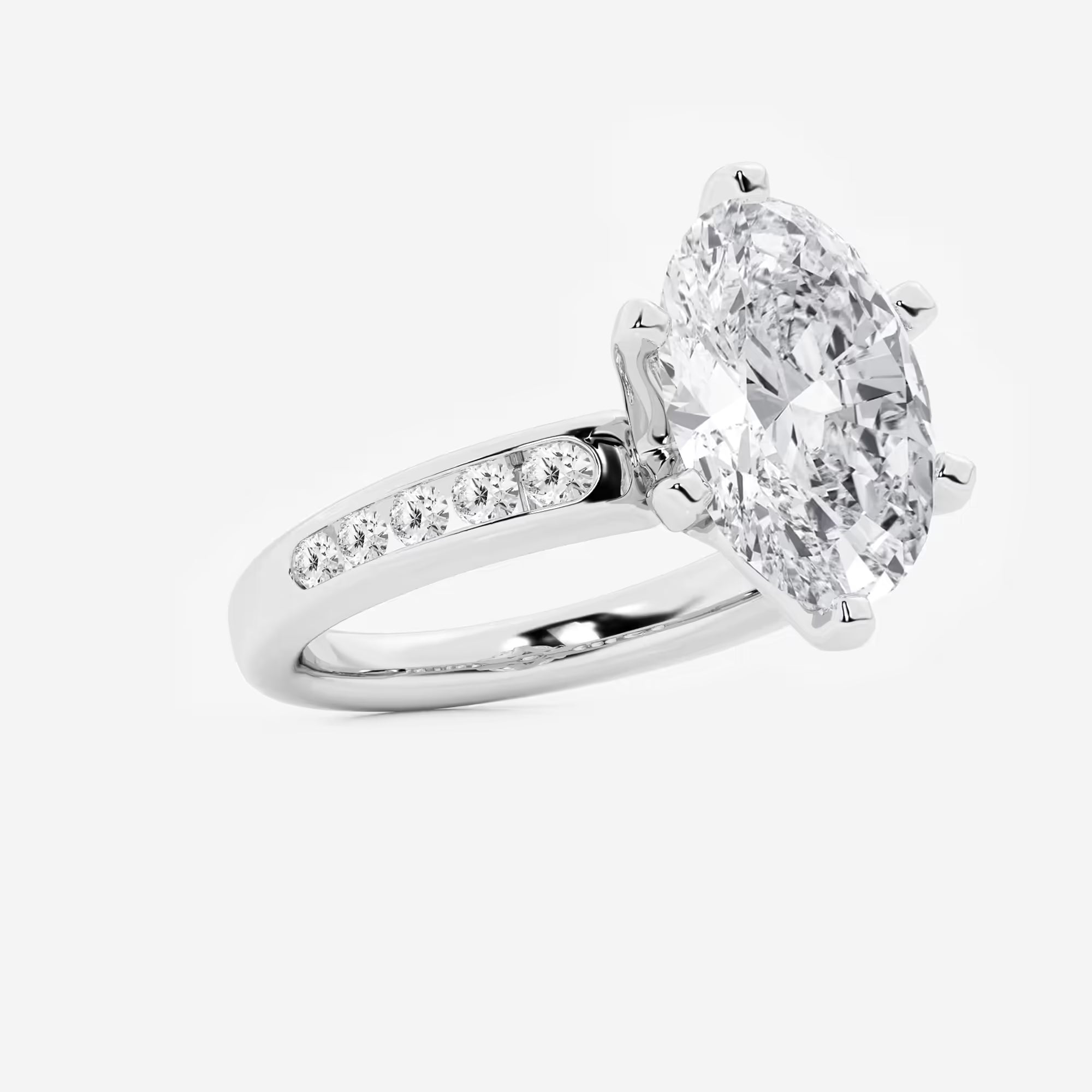 Oval Cut Lab-Grown Diamond Engagement Ring with Tapered Side Stones
