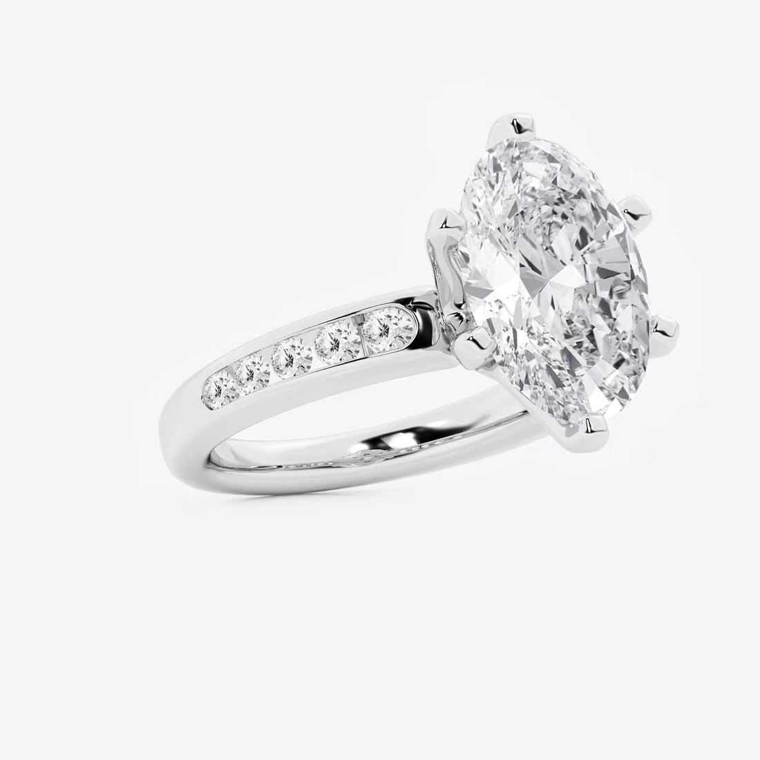 Oval Cut Lab-Grown Diamond Engagement Ring with Tapered Side Stones