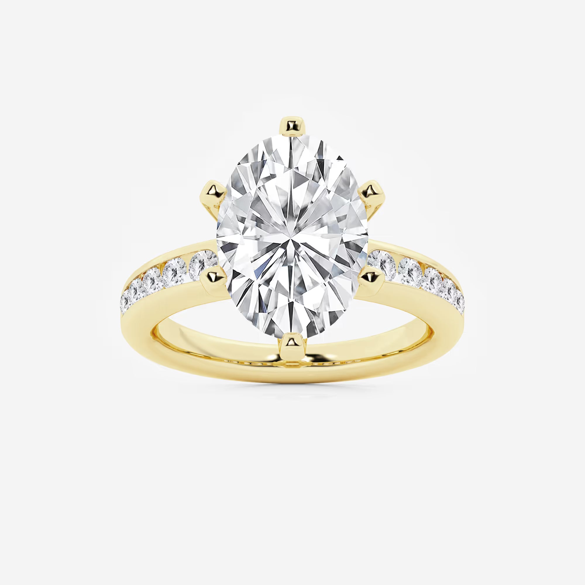 Oval Cut Lab-Grown Diamond Engagement Ring with Tapered Side Stones