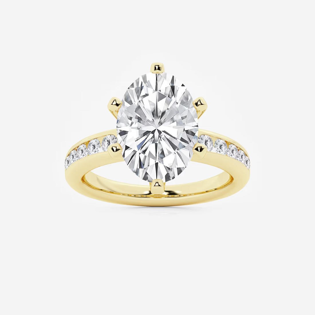 Oval Cut Lab-Grown Diamond Engagement Ring with Tapered Side Stones