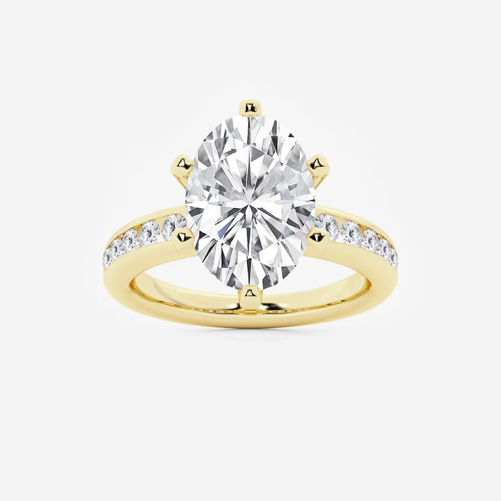 Oval Cut Lab-Grown Diamond Engagement Ring with Tapered Side Stones
