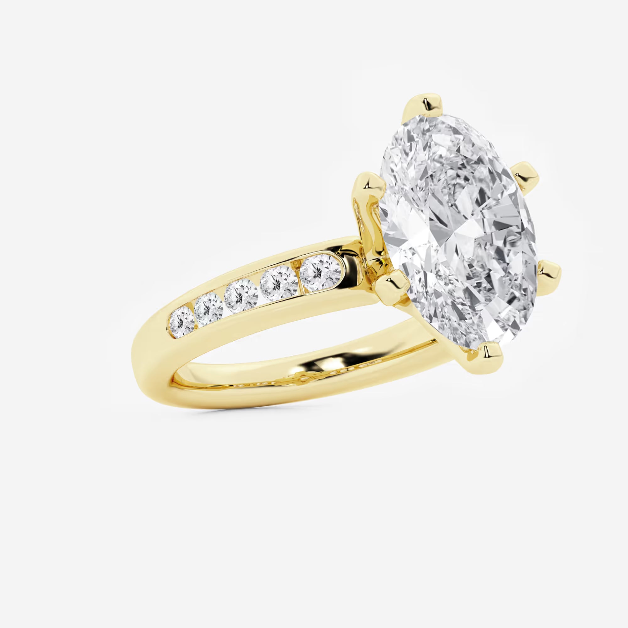 Oval Cut Lab-Grown Diamond Engagement Ring with Tapered Side Stones