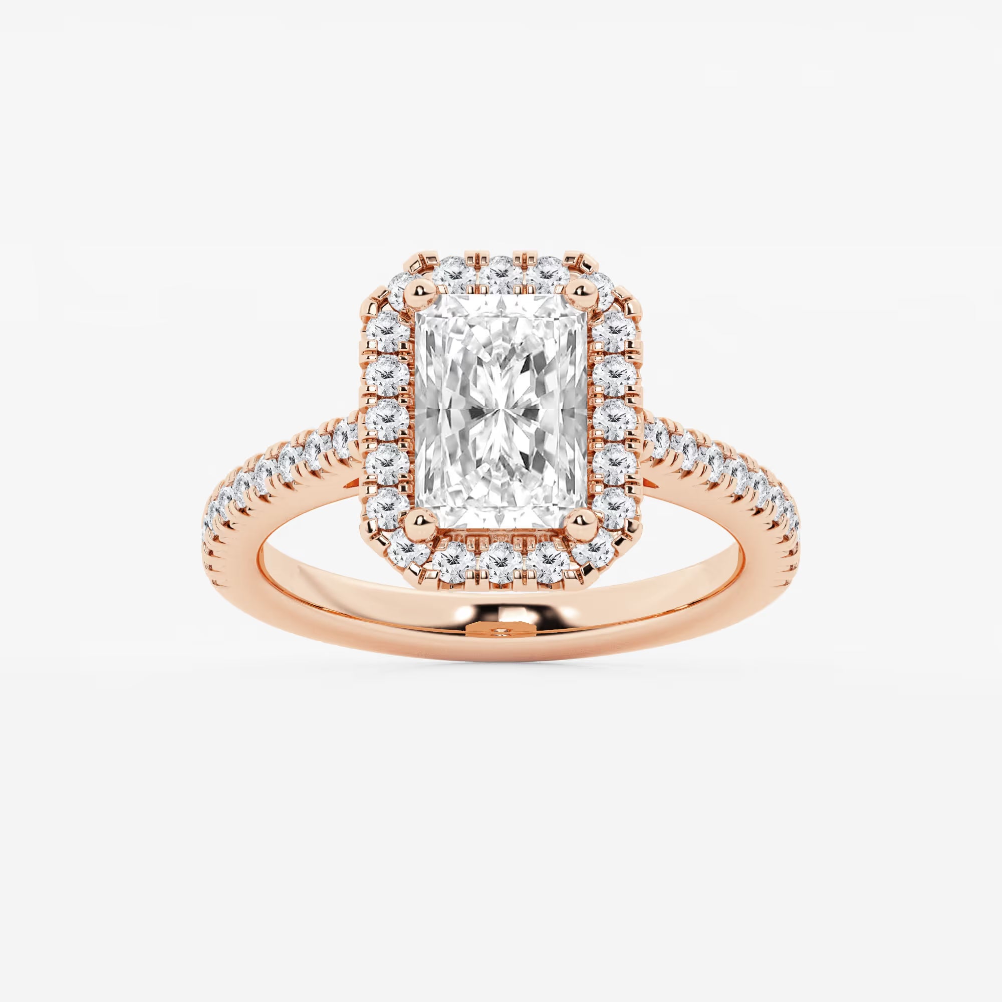 Étoile Radiant  Diamond French Pavé Halo Engagement Ring
