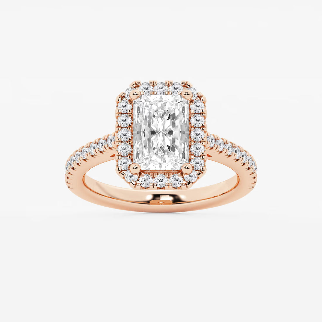 Étoile Radiant  Diamond French Pavé Halo Engagement Ring