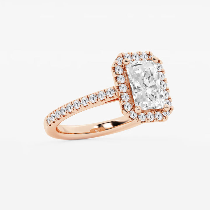 Étoile Radiant  Diamond French Pavé Halo Engagement Ring